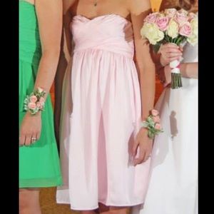 pale pink satin bridesmaid dress